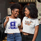 Two female friends hanging out wearing I Am Beautiful and I Am Worthy crop top tees