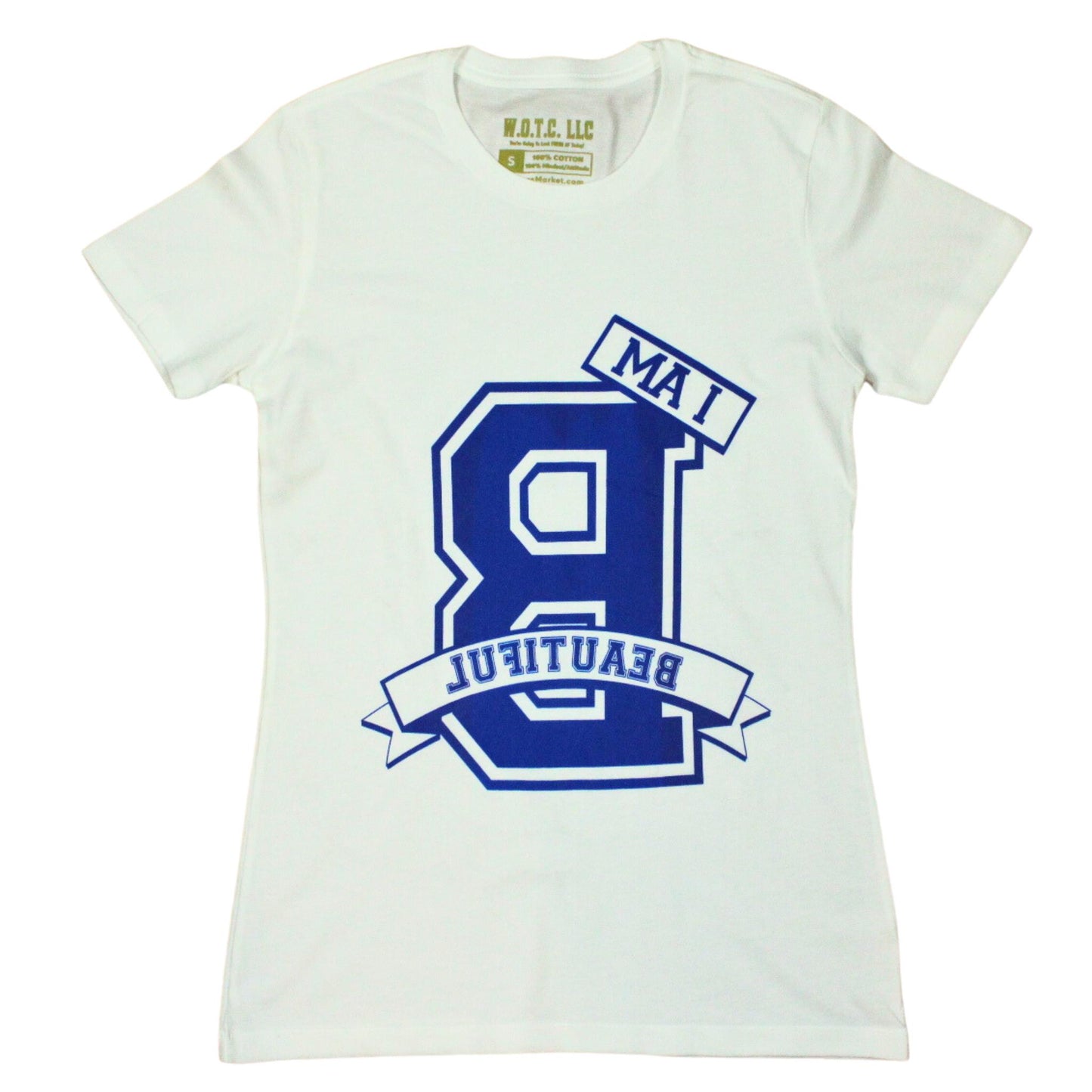 "I Am Beautiful" Mirror Print Ladies Tee White