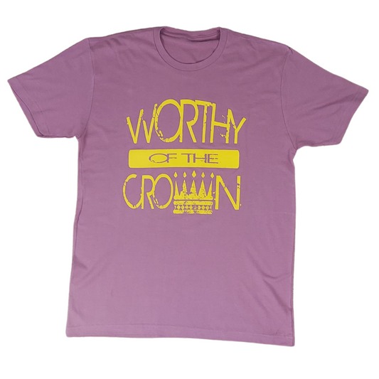 Worthy Of The Crown Distressed Letter Tee Men's "Mauve & Gold"