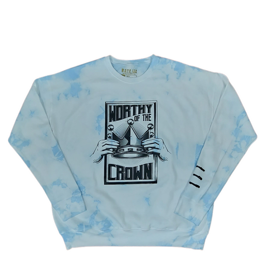 Worthy Of The Crown Design Sweatshirt "Sky Blue Tye Dye"