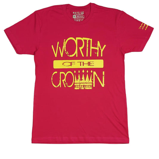 Worthy Of The Crown Distressed Letter Tee Men's "Red & Gold"